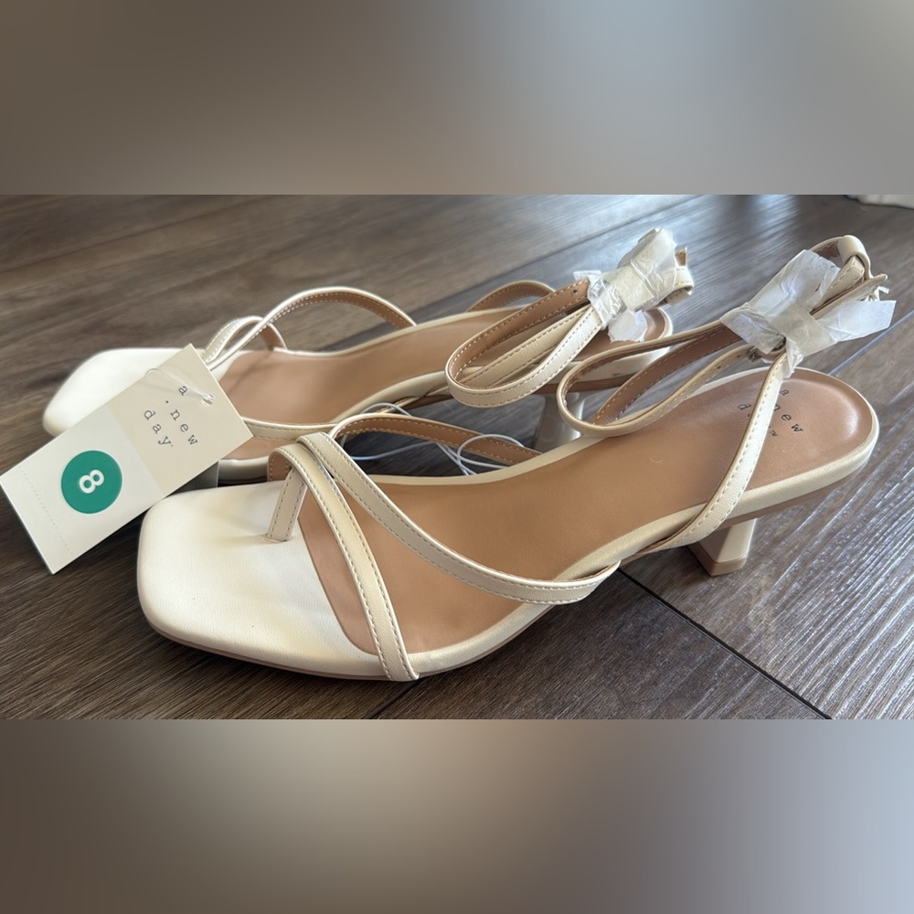 A New Day Women's Cream Strappy Sandals